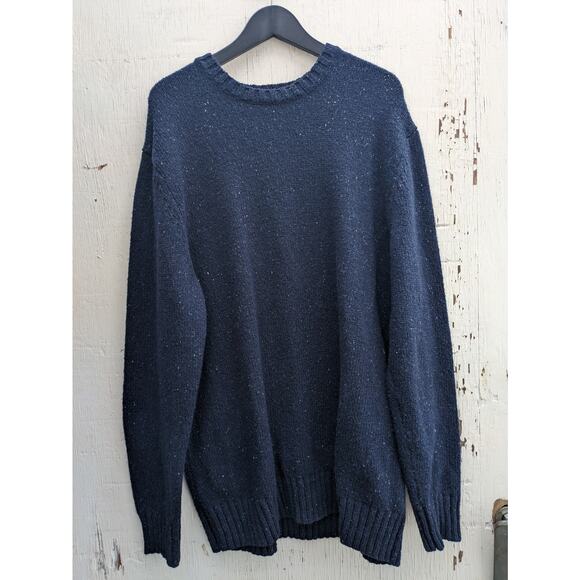 Old Navy Sweater Mens XXL Navy Blue Donegal Wool Blend Classic Grandpa Fisherman - Picture 1 of 10